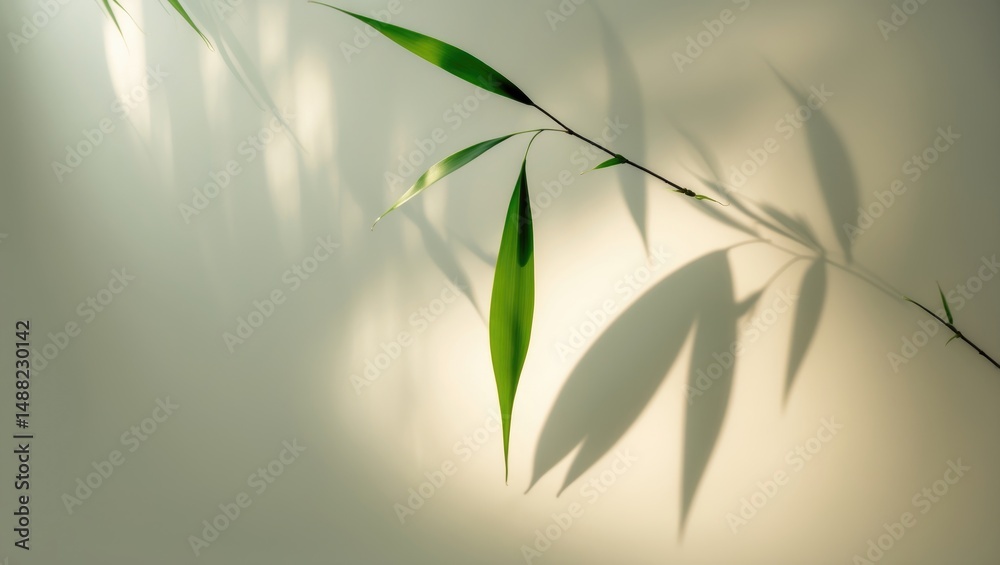 Poster simple background highlighted by bamboo leaf shadow