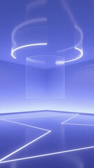 Naklejka premium Abstract Futuristic Room with Neon Lights