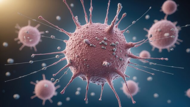 Nanoparticles annihilating cancer cells, tumor cells enveloped by nanoparticles exterminating the malignancy