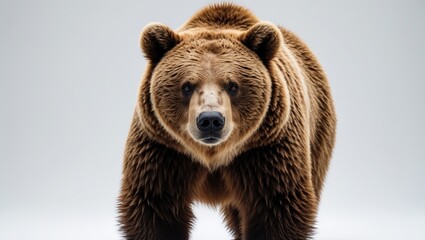 Obraz premium Brown Female Bear Walking on a White Background