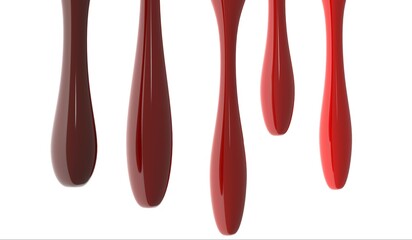 Color Drops, White Background, Shades, 3D Illustration