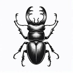 Fototapeta premium Stag Beetle in Stark Black and White Detail