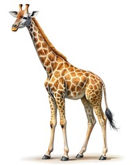 Obraz premium Realistic Full Body Giraffe on White Background