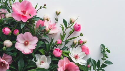 Pink floral display on a clean white background