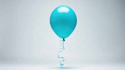 Single blue balloon on a white surface