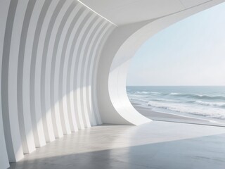 Fototapeta premium Modern Architectural Interior with Ocean View