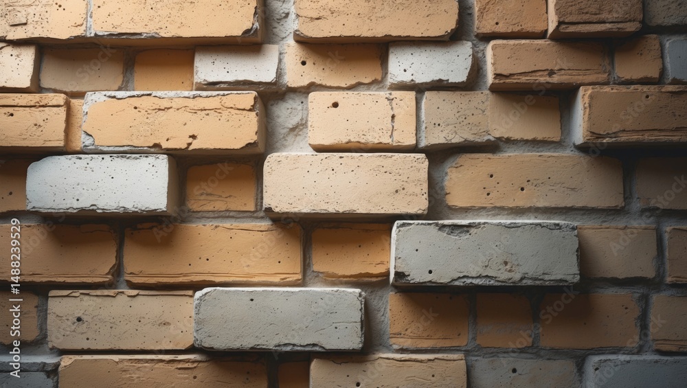 Poster intimate view of a brick wall revealing the color spectrum and rugged surface