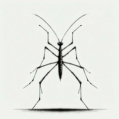 Monochrome Water Strider Delicate Ink Insect Portrait