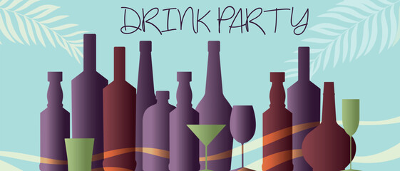 Bar, pub poster, sommelier, wine tasting, booze. Drink party, booze collection, red wine, white wine, cabernet