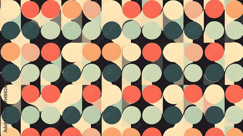 Canvas Prints abstract geometric pattern design, colorful circles and shapes background, ideal for textile or webs