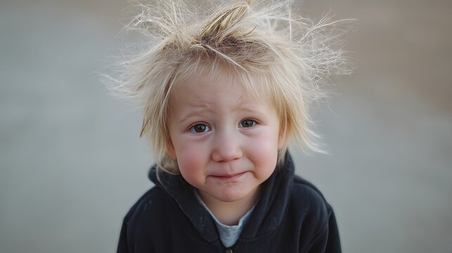 outside close camera looking kid funny hair blond emotions candid old year 1 baby cute portrait face smiling bpy Child children toddler fun family childhood lifestyle infant adorable authentic