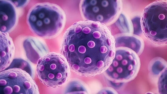 Microscope Analysis of Blood Smear Showing Acute Lymphocytic Leukemia Cells