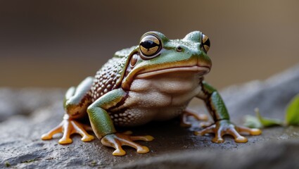 Obraz premium On Land, Toad Frog out of Water