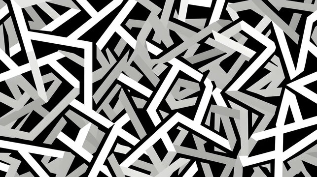 Abstract grayscale geometric pattern, sharp lines, chaotic design, modern art background, ideal for website design