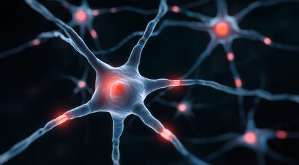Neurons with highlighted synapses in a neural network
