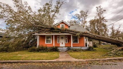 House Damaged by Fallen Tree After Storm