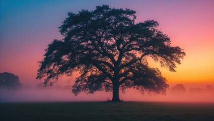 Silhouette of a tree during twilight