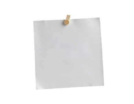 blank note paper isolated on transparent background