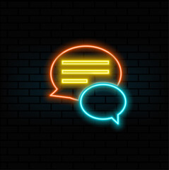 Speech bubbles flat vector icon. Chat symbol. neon style. talking text message bubble round sphere speech balloon decoration sign symbol icon set collection.