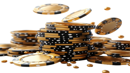 Casino chips stack isolated on transparent background. PNG