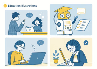 Six Educational Illustrations A Colorful Set of Diverse Learning Images