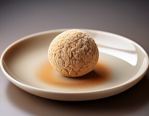 Fototapeta premium Ein Proteinball auf Porzellan