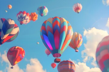 Fototapeta premium Colorful Hot Air Balloons: Capture the joy and vibrancy of a hot air balloon festival, where a myriad of colors fills the sky