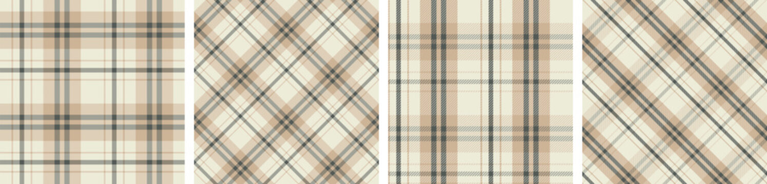 Plaid pattern set seamless tartan check plaid for skirt, tablecloth, blanket, duvet cover, or other modern fashion print.