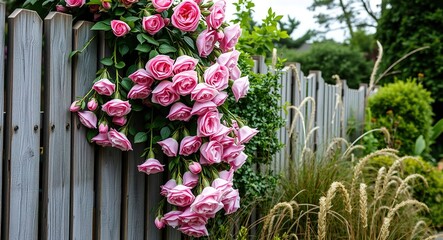 Fototapeta premium pink roses on wooden 