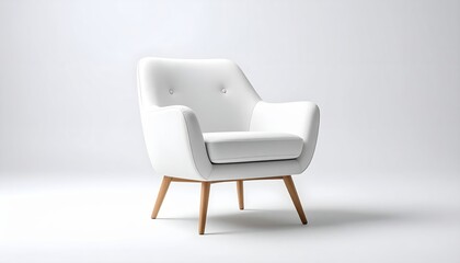 Stylish white chair with warm wooden legs, a perfect blend of modern and classic design for your home