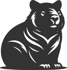 Wild animal vector silhouette wombat black drawing