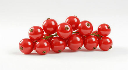 Bright Red Currants Cluster 3D Rendering Isolated on White Background for Healthy Food Concepts