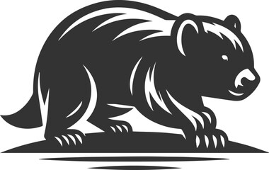 Wild animal vector silhouette wombat black drawing