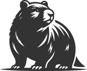 Wild animal vector silhouette wombat black drawing