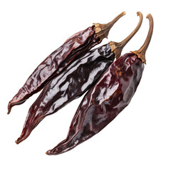 Dried guajillo peppers on a Transparent background showcasing their rich color and texture, dried guajillo pepper isolated on PNG background