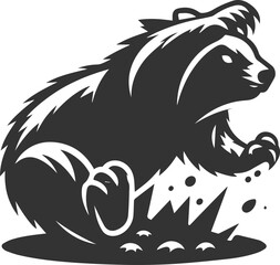 Wild animal vector silhouette wombat black drawing