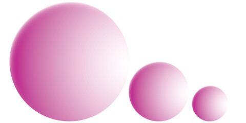 Vector 3d Realistic Pink Metal, Plastic Blank Button Badge Set Different Sizes Closeup Isolated on Transparent Background. Top View.