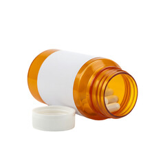 Amber Pill Bottle with White Capsules Pharmacy, Medication, Healthcare, Medicine, Drugstore