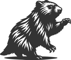 Wild animal vector silhouette wombat black drawing