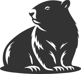 Wild animal vector silhouette wombat black drawing