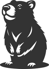 Wild animal vector silhouette wombat black drawing