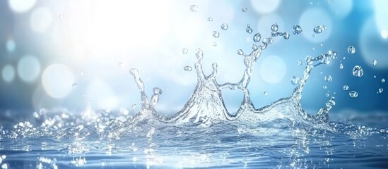 Dynamic water splash against a serene bokeh background, a symbol of purity