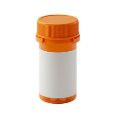 Orange Pill Bottle with Blank Label Stock Photo of Medicine Container for Pharmaceutical or Healthcare Designs, Mockup for Branding and Packaging