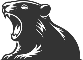 Wild animal vector silhouette wombat black drawing