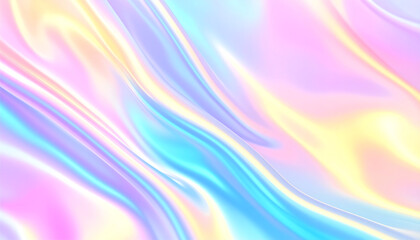 Obraz premium A smooth, iridescent surface with flowing pastel colors, creating a dreamy and ethereal visual effect