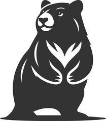 Wild animal vector silhouette wombat black drawing