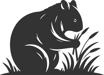 Wild animal vector silhouette wombat black drawing