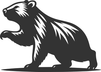 Wild animal vector silhouette wombat black drawing