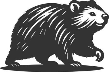 Wild animal vector silhouette wombat black drawing