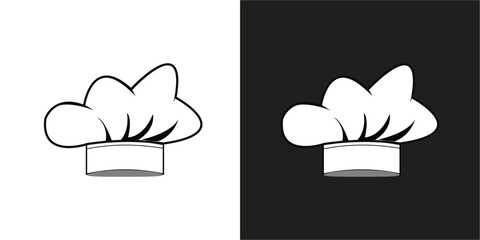 Chef Hat Icon Isolated on Black and White Vector Graphic, Chef cap.